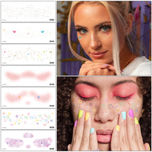 Load image into Gallery viewer, Waterproof Face Tattoo Stickers Heart Freckles Carnival Party Makeup Music Festival Disposable Color Makeup Face Tattoo Stickers
