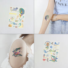 Load image into Gallery viewer, Waterproof and Sweat-proof Gradient Laser Mermaid Tattoo Sticker Cute Cartoon Mermaid Shell Children's Tattoo Sticker
