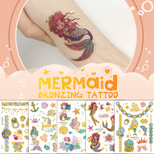 Load image into Gallery viewer, Waterproof and Sweat-proof Gradient Laser Mermaid Tattoo Sticker Cute Cartoon Mermaid Shell Children's Tattoo Sticker

