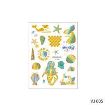 Load image into Gallery viewer, Waterproof and Sweat-proof Gradient Laser Mermaid Tattoo Sticker Cute Cartoon Mermaid Shell Children's Tattoo Sticker

