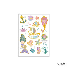 Load image into Gallery viewer, Waterproof and Sweat-proof Gradient Laser Mermaid Tattoo Sticker Cute Cartoon Mermaid Shell Children's Tattoo Sticker
