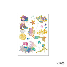 Load image into Gallery viewer, Waterproof and Sweat-proof Gradient Laser Mermaid Tattoo Sticker Cute Cartoon Mermaid Shell Children's Tattoo Sticker
