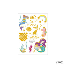 Load image into Gallery viewer, Waterproof and Sweat-proof Gradient Laser Mermaid Tattoo Sticker Cute Cartoon Mermaid Shell Children's Tattoo Sticker

