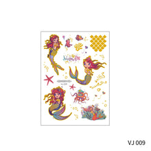 Load image into Gallery viewer, Waterproof and Sweat-proof Gradient Laser Mermaid Tattoo Sticker Cute Cartoon Mermaid Shell Children's Tattoo Sticker
