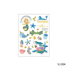 Load image into Gallery viewer, Waterproof and Sweat-proof Gradient Laser Mermaid Tattoo Sticker Cute Cartoon Mermaid Shell Children's Tattoo Sticker
