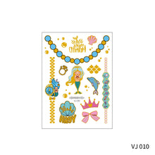 Load image into Gallery viewer, Waterproof and Sweat-proof Gradient Laser Mermaid Tattoo Sticker Cute Cartoon Mermaid Shell Children's Tattoo Sticker

