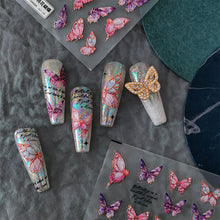 Load image into Gallery viewer, Transparent Relief Nail Sticker Creative Peach Butterfly Light and Thin Fashion Nail Enhancement Sticker Back Glue Nail Sticker
