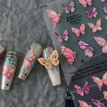 Load image into Gallery viewer, Transparent Relief Nail Sticker Creative Peach Butterfly Light and Thin Fashion Nail Enhancement Sticker Back Glue Nail Sticker
