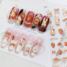 Load image into Gallery viewer, Relief and Planar Nail Sticker Creative Rabbit Bow Light and Thin Fashion Nail Enhancement Sticker Back Glue Nail Sticker
