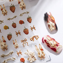 Load image into Gallery viewer, Relief and Planar Nail Sticker Creative Rabbit Bow Light and Thin Fashion Nail Enhancement Sticker Back Glue Nail Sticker
