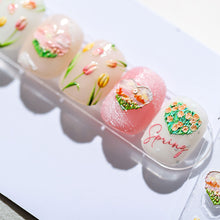 Load image into Gallery viewer, Relief and Planar Nail Sticker Spring Tulip Flower Field Light and Thin Fashion Nail Enhancement Sticker Back Glue Nail Sticker
