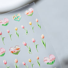 Load image into Gallery viewer, Relief and Planar Nail Sticker Spring Tulip Flower Field Light and Thin Fashion Nail Enhancement Sticker Back Glue Nail Sticker
