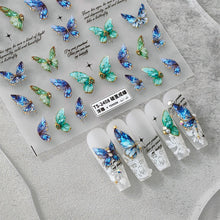 Load image into Gallery viewer, Spring Butterfly Nail Sticker Relief and Planar Light and Thin Fashion Nail Enhancement Sticker Back Glue Nail Sticker
