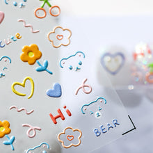 Load image into Gallery viewer, Cute Bear Flower Nail Sticker Relief and Planar Light and Thin Fashion Nail Enhancement Sticker Back Glue Nail Sticker
