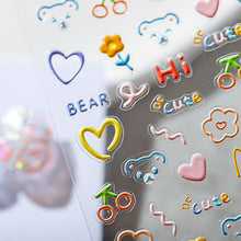 Load image into Gallery viewer, Cute Bear Flower Nail Sticker Relief and Planar Light and Thin Fashion Nail Enhancement Sticker Back Glue Nail Sticker
