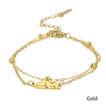Load image into Gallery viewer, Cute Animal Cat Double-layer Bracelet for Women Titanium Steel Cat Charm Bead Chain Bracelet Trend Jewelry Valentine Gift
