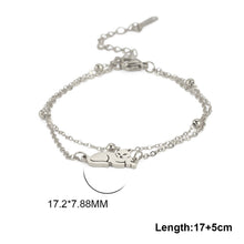 Load image into Gallery viewer, Cute Animal Cat Double-layer Bracelet for Women Titanium Steel Cat Charm Bead Chain Bracelet Trend Jewelry Valentine Gift
