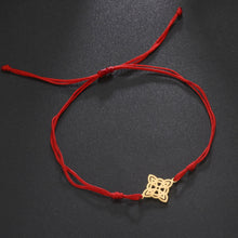 Load image into Gallery viewer, Celtic Knot Jade Thread Bracelet Hollowed-out Double-hole Stainless Steel Woven Red Rope Pendant Bracelet Women Couple's Jewelry
