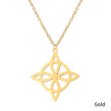 Load image into Gallery viewer, Witchcraft Witch Knot Pendant Necklace Stainless Steel Heart Celtic Knot Amulet Chain Necklace Women Men Vintage Jewelry Gift
