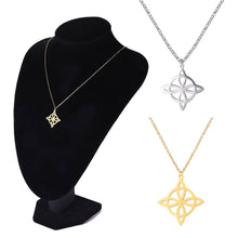 Load image into Gallery viewer, Witchcraft Witch Knot Pendant Necklace Stainless Steel Heart Celtic Knot Amulet Chain Necklace Women Men Vintage Jewelry Gift
