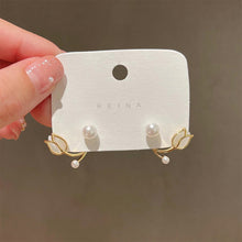 Load image into Gallery viewer, Tulip Flower Pearl Earrings Small Delicate Alloy Ear Studs Earrings Simple Flower Earrings Jewelry Accessories

