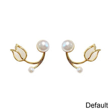 Load image into Gallery viewer, Tulip Flower Pearl Earrings Small Delicate Alloy Ear Studs Earrings Simple Flower Earrings Jewelry Accessories
