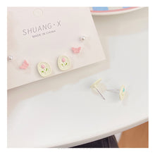 Load image into Gallery viewer, 6pcs/set Simple Niche Tulip Earrings Pink Blue Alloy Ear Studs Earrings Delicate Jewelry Accessories for Women
