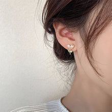 Load image into Gallery viewer, Pink Tulip Flower Pearl Earrings Simple Temperamental Alloy Ear Studs Earrings Jewelry Accessories for Women
