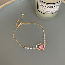 Load image into Gallery viewer, Peach Imitation Pearl Bracelet Necklace Simple Alloy Love Pendant Clavicle Chain Necklace Bracelet Jewelry

