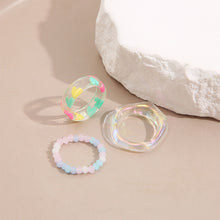 Load image into Gallery viewer, 3pcs/set Niche Love Beaded Resin Rings Set Creative Simple Resin Rings Fashion Jewelry Accessory for Women
