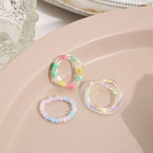 Load image into Gallery viewer, 3pcs/set Niche Love Beaded Resin Rings Set Creative Simple Resin Rings Fashion Jewelry Accessory for Women
