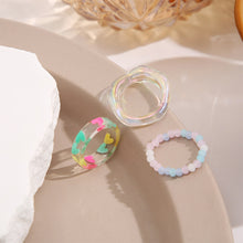 Load image into Gallery viewer, 3pcs/set Niche Love Beaded Resin Rings Set Creative Simple Resin Rings Fashion Jewelry Accessory for Women
