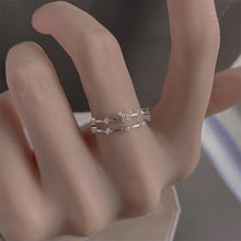 Load image into Gallery viewer, Butterfly Zircon Double Ring Fashion Versatile Opening Adjustable Ring Silver Alloy Ring Jewelry Accessory
