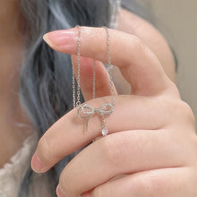Load image into Gallery viewer, Bowknot Pendant Necklace Temperamental Simple Diamond Clavicle Chain Necklace Alloy Necklace Jewelry
