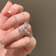 Load image into Gallery viewer, Bowknot Pendant Necklace Temperamental Simple Diamond Clavicle Chain Necklace Alloy Necklace Jewelry
