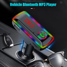 Load image into Gallery viewer, F11 Car Bluetooth 5.0 FM Transmitter Car Charger Fast Charging Card Bluetooth Player Receiver U Disk With Atmosphere Lamp
