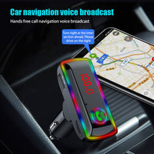 Load image into Gallery viewer, F11 Car Bluetooth 5.0 FM Transmitter Car Charger Fast Charging Card Bluetooth Player Receiver U Disk With Atmosphere Lamp

