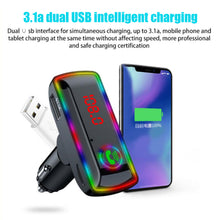 Load image into Gallery viewer, F11 Car Bluetooth 5.0 FM Transmitter Car Charger Fast Charging Card Bluetooth Player Receiver U Disk With Atmosphere Lamp
