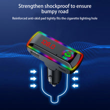 Load image into Gallery viewer, F11 Car Bluetooth 5.0 FM Transmitter Car Charger Fast Charging Card Bluetooth Player Receiver U Disk With Atmosphere Lamp
