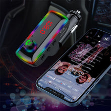 Load image into Gallery viewer, F11 Car Bluetooth 5.0 FM Transmitter Car Charger Fast Charging Card Bluetooth Player Receiver U Disk With Atmosphere Lamp
