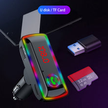 Load image into Gallery viewer, F11 Car Bluetooth 5.0 FM Transmitter Car Charger Fast Charging Card Bluetooth Player Receiver U Disk With Atmosphere Lamp
