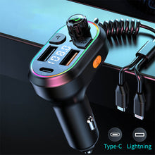 Load image into Gallery viewer, Car Bluetooth 5.0 FM Transmitter Wireless Audio Receiver Car MP3 Player 25W PD Fast Charge With Apple Type-C Port Charging Cable
