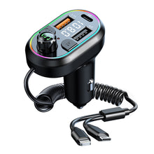 Load image into Gallery viewer, Car Bluetooth 5.0 FM Transmitter Wireless Audio Receiver Car MP3 Player 25W PD Fast Charge With Apple Type-C Port Charging Cable
