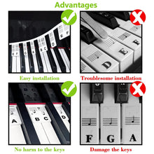 Load image into Gallery viewer, Removable Silicone Overlay Piano Keyboard Notes Guide 61 /88-Key Full Size Reusable
