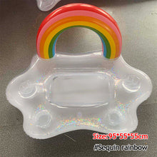 Load image into Gallery viewer, Water Inflatable Rainbow Coconut Mushroom Ice Bar Summer Drink Tray Beach Pool Floating Row
