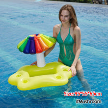 Load image into Gallery viewer, Water Inflatable Rainbow Coconut Mushroom Ice Bar Summer Drink Tray Beach Pool Floating Row
