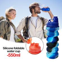 Load image into Gallery viewer, 550ml Silicone Foldable Camo Water Bottle Fashion Outdoor Sports Travel Fitness Compressible Portable Cup With Hook

