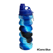 Load image into Gallery viewer, 550ml Silicone Foldable Camo Water Bottle Fashion Outdoor Sports Travel Fitness Compressible Portable Cup With Hook
