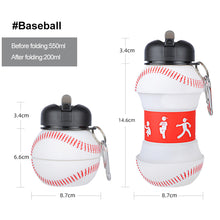 Load image into Gallery viewer, Outdoor Sports Spherical Silicone Folding Kettle Sport Ball Soccer Basketball Baseball Tennis Water Bottle Portable Fall And Leak Proof Children's Water Bottle
