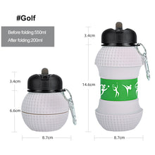 Load image into Gallery viewer, Outdoor Sports Spherical Silicone Folding Kettle Sport Ball Soccer Basketball Baseball Tennis Water Bottle Portable Fall And Leak Proof Children's Water Bottle
